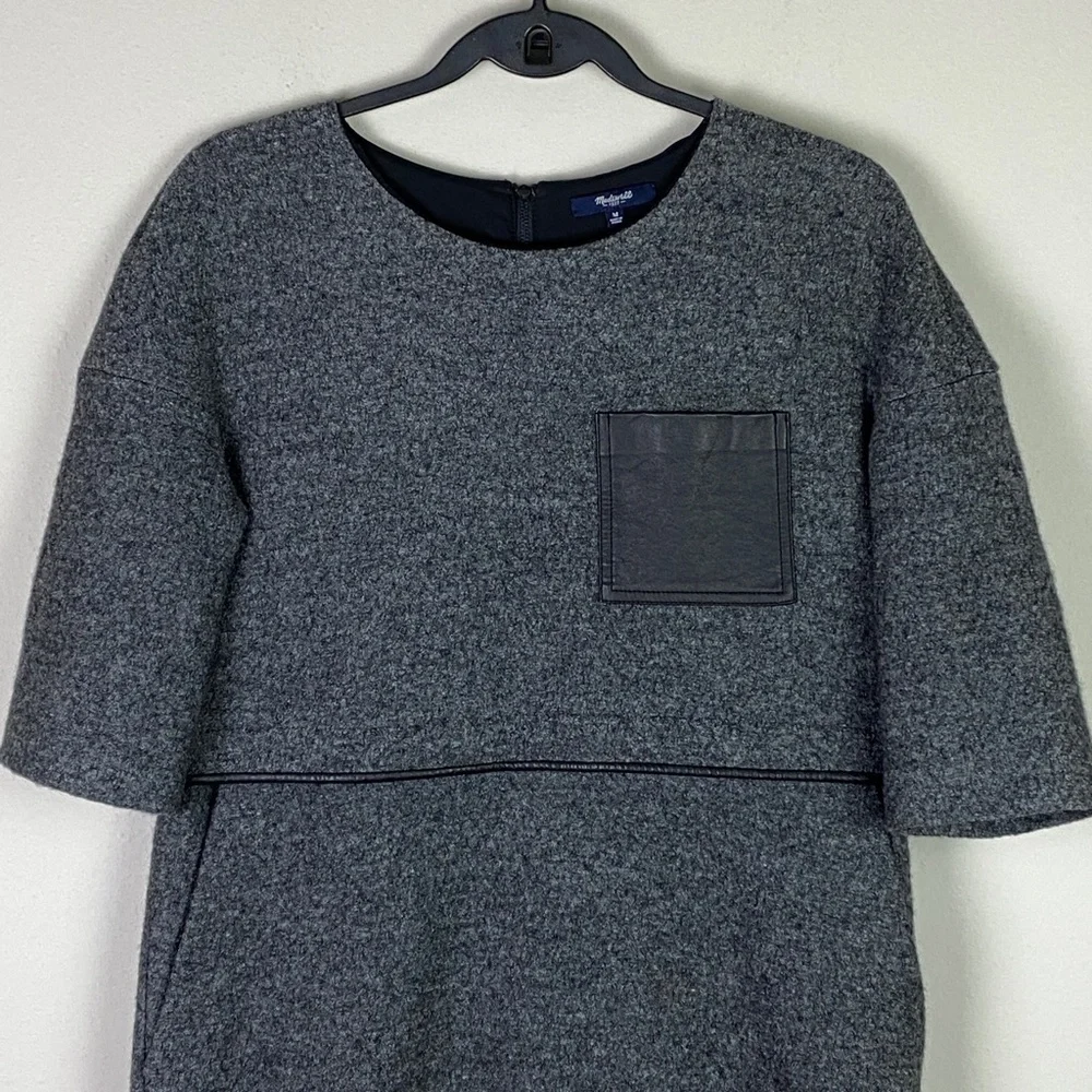 Madewell Leather Pocket Installation Wool Blend Dress - Picture 2 of 9